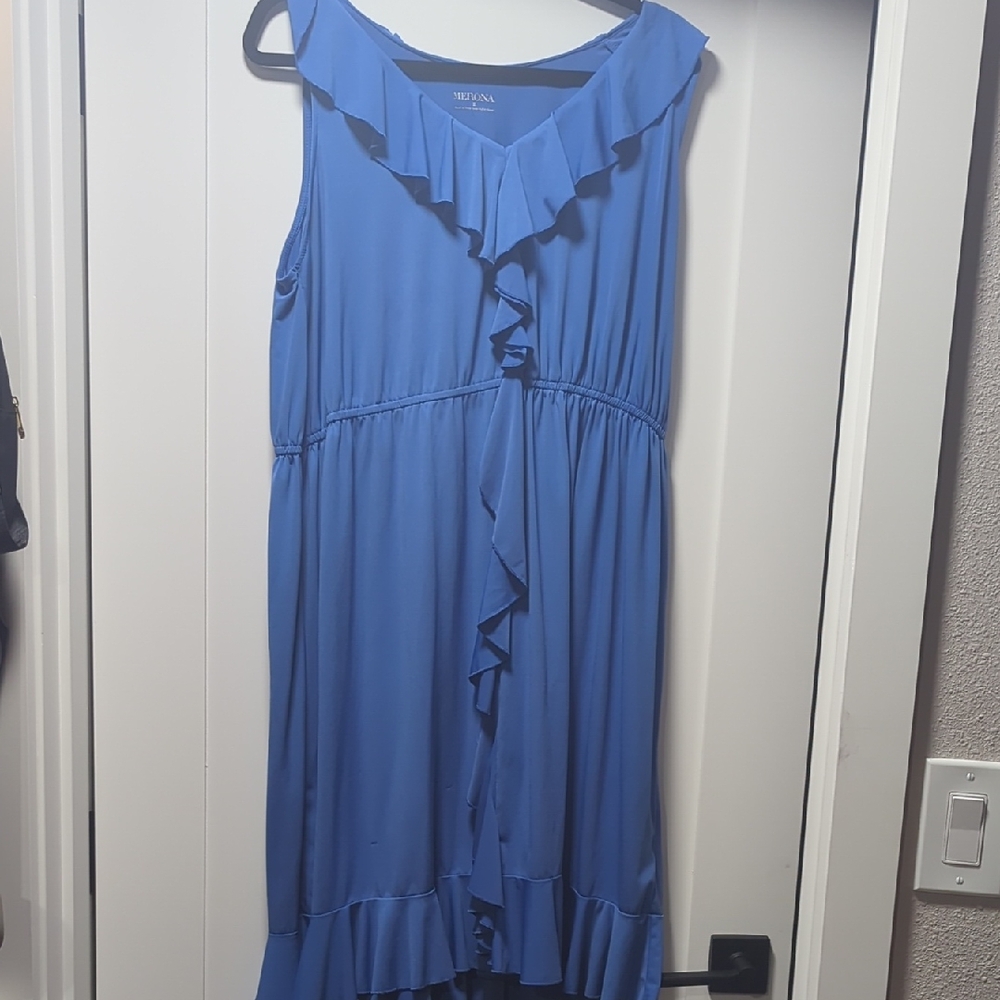 Merona Asymmetrical Periwinkle Blue Ruffle Dress